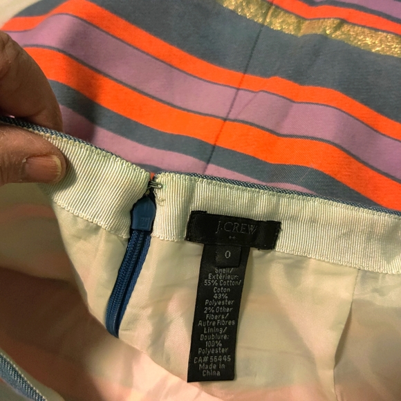 🗺️ J. Crew Lined Metallic Multi-Striped Mini Skirt Size 0 or XS Casual Clubbing - Picture 9 of 13